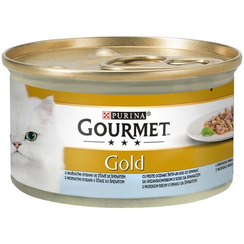 Purina hrana za odrasle mačke gourmet gold, riba i spanać u sosu, 85g Slike