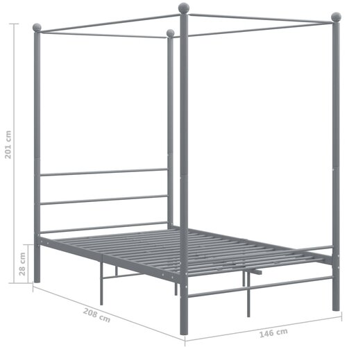  Okvir za krevet s nadstre&amp;scaron;nicom sivi metalni 140 x 200 cm Slike