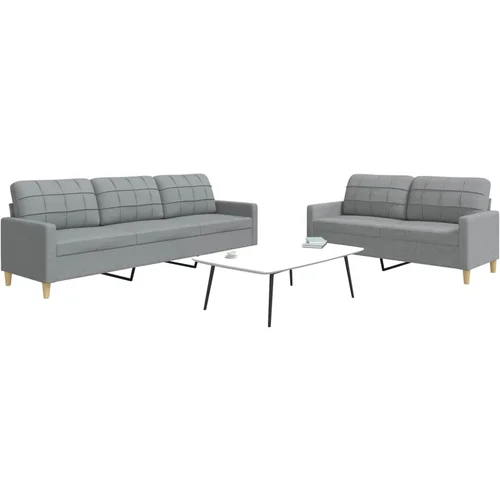 vidaXL 2-dijelni set sofa svjetlosivi od tkanine