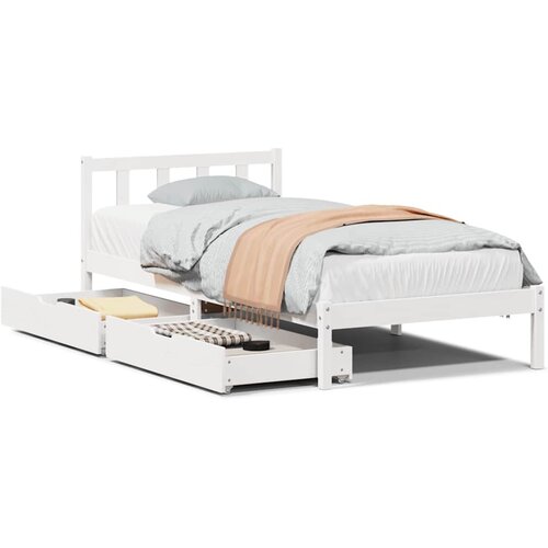 Maison Chic Postelja za odrasle - Posteljni Okvir brez vzmetnice bel 90x190 cm trdna borovina, (22082513) Slike