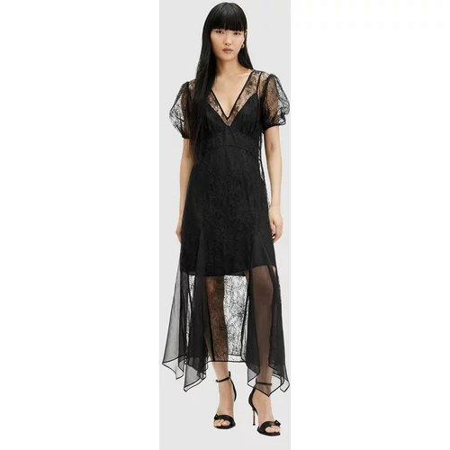 AllSaints Obleka RAYNA LACE DRESS črna barva, WD574Z