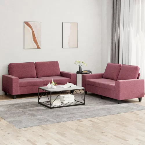  2-dijelni set sofa crvena boja vina od tkanine