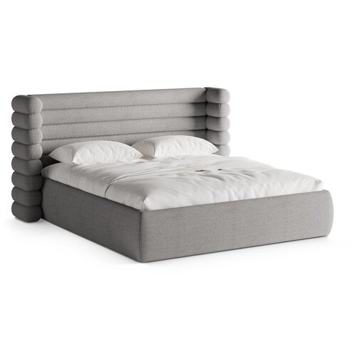 Micadoni Sivi tapecirani bračni krevet s prostorom za odlaganje s podnicom 180x200 cm Mount – Cene