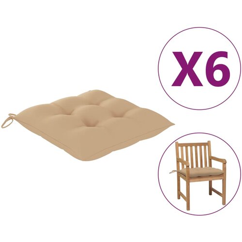 vidaXL Blazine za stole 6 kosov bež 50x50x7 cm blago Cene