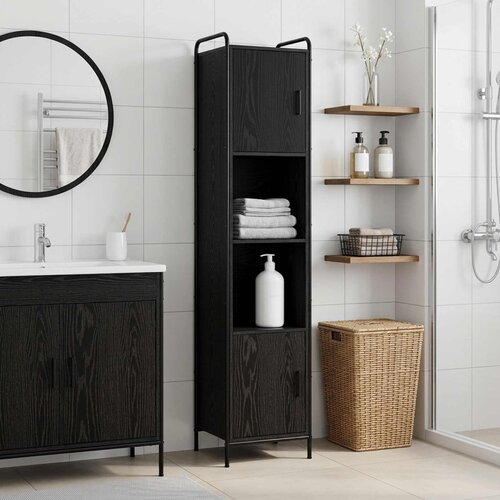  Kupaonski ormar Crni hrast 46 x 36 x 181 cm Konstruirano drvo Slike