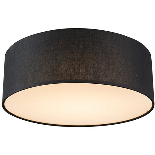 QAZQA Stropna svetilka črna 30 cm vključno z LED - Drum LED Slike