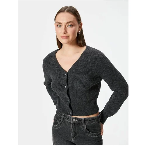 Koton Knitwear Cardigan V-Neck Buttoned Long Sleeve