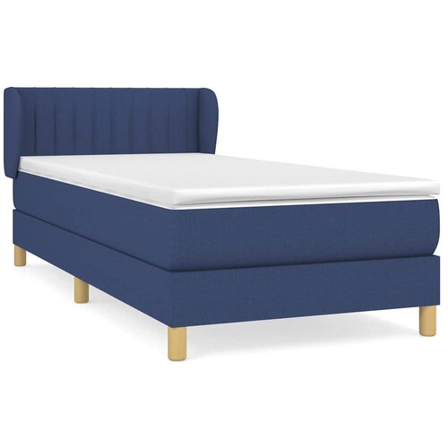  Krevet s oprugama i madracem plavi 90 x 190 cm od tkanine Slike