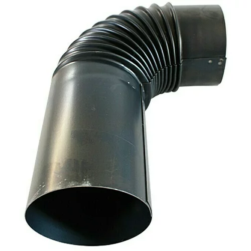  Dimovodno koljeno za peć (Promjer: 120 mm, Kut luka: 90 °, S produžetkom, Crne boje)