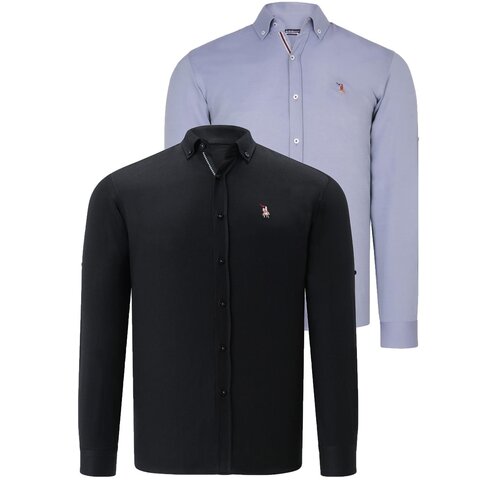 Dewberry DUAL SET G674 MENS SHIRTS-BLACK-GREY Cijene