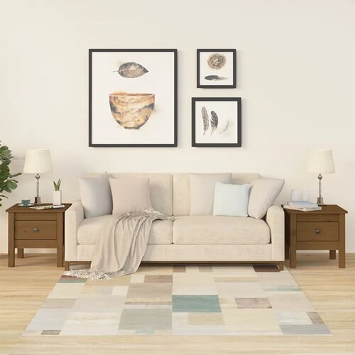 The Living Store Stranske mizice 2 kosa medeno rjave 40x40x39 cm trdna borovina - Stranska Mizica, (21420541) Slike