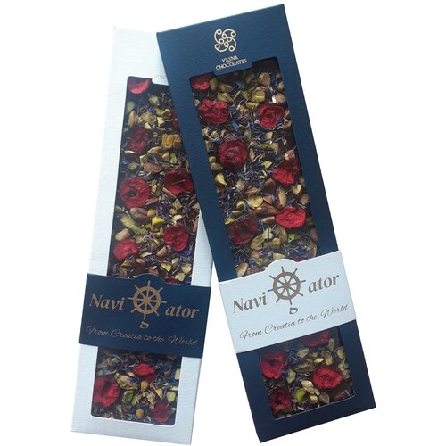 Vrsna Chocolates Navigator, tamna - pistacio, vi&amp;scaron;nja i latice ruže Slike