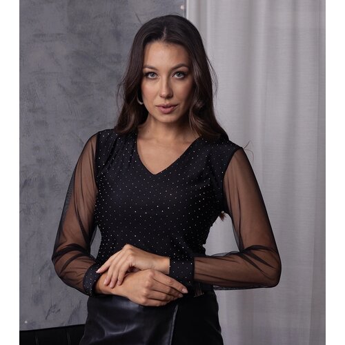 Gemre Black blouse adorned with Cirri rhinestones Cijene