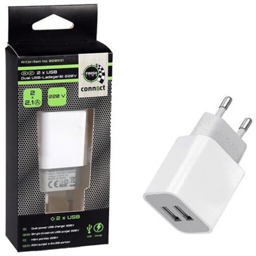 FINISH LINE FINISH LINE hi&amp;scaron;ni polnilec 220V, 2 x USB, 2.1 A Slike