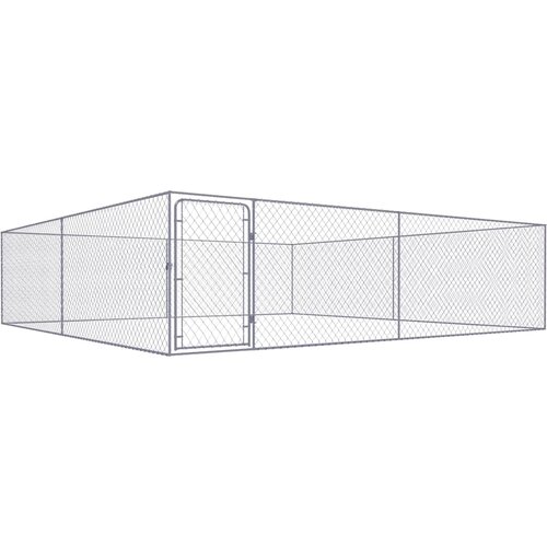VidaXL Zunanji pasji boks pocinkano jeklo 4x4x1 m Slike