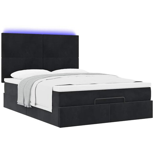  Ottoman krevet s madracima i LED diodama crni 140x200 cm bar&amp;scaron;un Slike