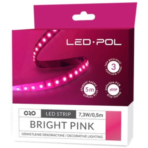 SMD barvni led trak svetlo pink "bright pink" 14,6w/m 12V IP20 5m Cene
