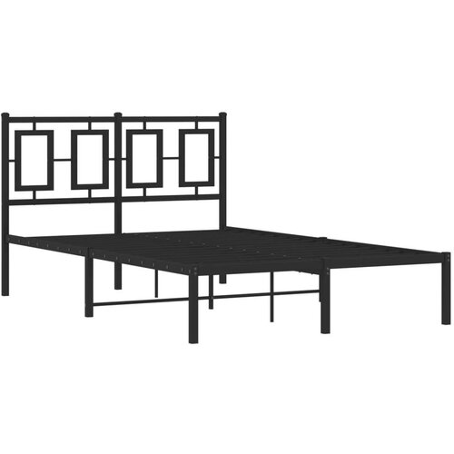 VidaXL Metalni okvir za krevet s uzglavljem crni 120x200 cm Slike