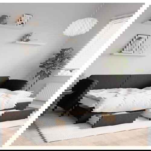 VidaXL Izvlečna dnevna postelja s predali črna 80x200 cm bla Slike