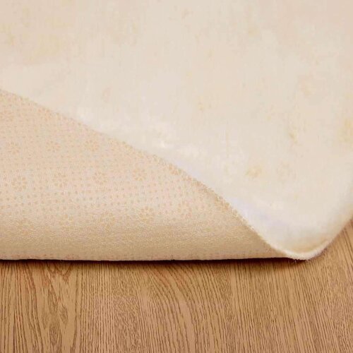  Faux Rabbit Fur Rug Krema &amp;Oslash; 120 cm Poliester Slike