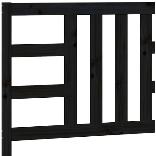  Uzglavlje za krevet crno 206 x 4 x 100 cm od masivne borovine Slike