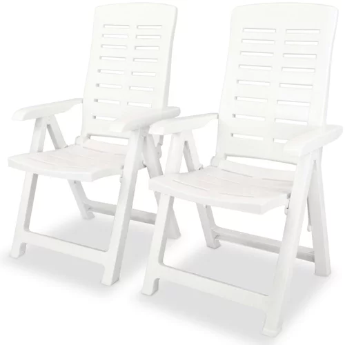 vidaXL Nastavljivi vrtni stoli 2 kosa plastika bele barve, (20592386)
