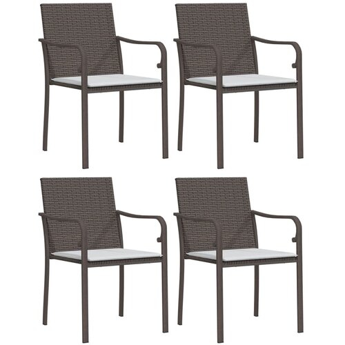Maison Chic Vrtni stoli - Stol za vrt z blazinami 4 kosi rjavi 56x59x84 cm poli ratan JS2259, (21876679) Slike