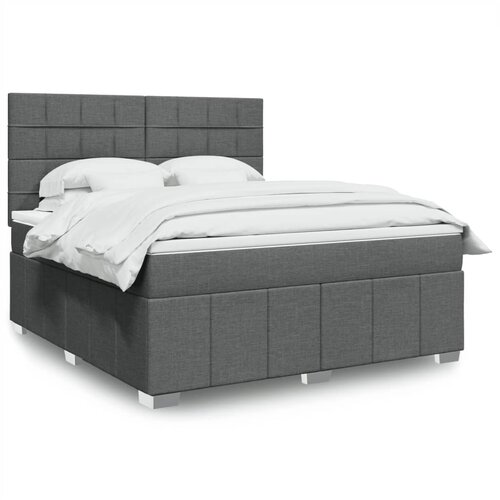vidaXL Box spring postelja z vzmetnico temno siva 180x200 cm blago Cene