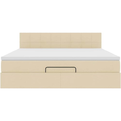  Otomanski krevet s madracem i LED krem 160x200cm tkanine Slike