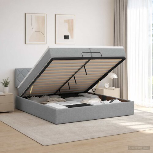  Krevet od pjene s madracem i LED-om Svjetlosiva 200 x 200 cm Slike