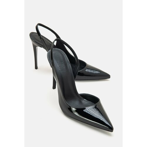 LuviShoes Twine Black Patent Leather Women's Heeled Shoes Slike