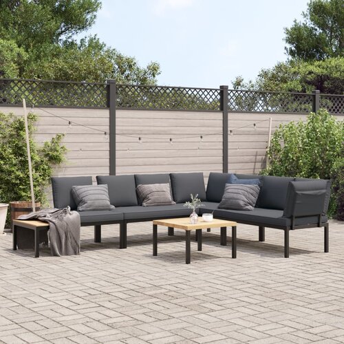 VidaXL 5-dijelni set vrtnih sofa s jastucima crni aluminijski Slike
