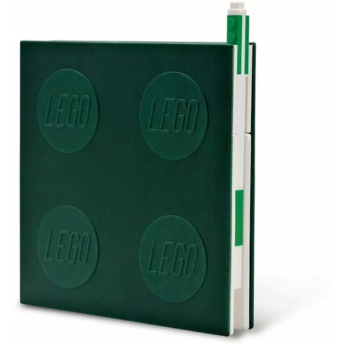Lego Zelena kvadratna beležnica z gel pisalom LEGO®, 15,9 x 15,9 cm