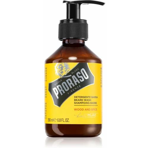 Proraso Wood & Spice Beard Wash šampon za brado z lesno-začinjenim vonjem 200 ml za moške
