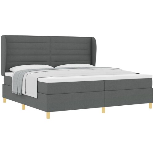 vidaXL Boks spring krevet s madracem tamnosiv 200x200 cm tkanina Cijene