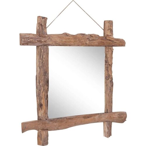 VidaXL Ogledalo od cjepanica prirodna boja 70 x 70 cm obnovljeno drvo Slike