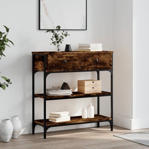  The Living Store Konzolna mizica dimljen hrast 72,5x25x75 cm inženirski les - Konzolna Mizica, (21500672) Slike