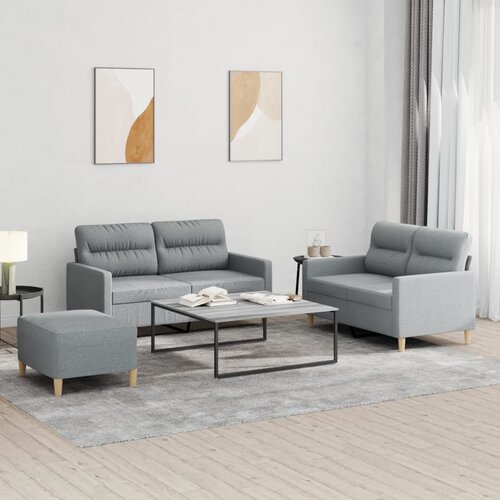  3-dijelni set sofa s jastucima svjetlosivi od tkanine Cijene