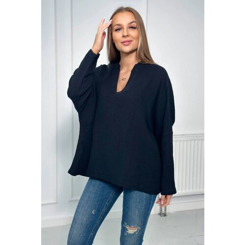 Kesi Muslin blouse with rolled-up sleeves black Slike