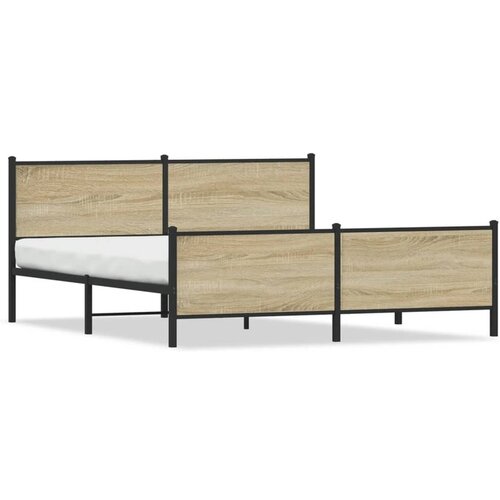 VidaXL Kovinski posteljni okvir brez vzmetnice sonoma hrast 200x200 cm Slike