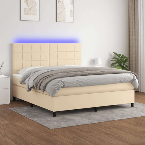  Krevet box spring s madracem LED krem 160x200 cm od tkanine Slike