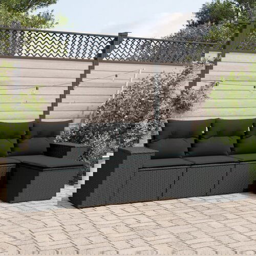 VidaXL 5-dijelna vrtna garnitura od poliratana s jastucima crna Slike