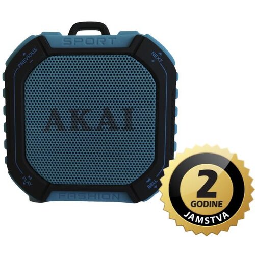 Akai zvučnik 3W, FM, BT, microSD, vodootporan IPX 4.0, baterija, plavi ABTS-B7, (4905192532529) Cijene
