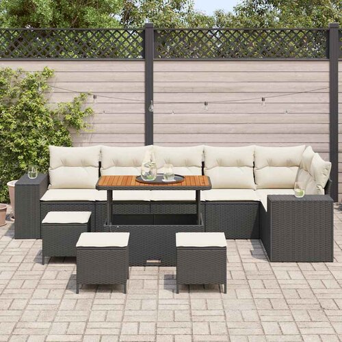  Sjedeća garnitura za vrt 10 kom. Crna poliratan 310 x 145 x 85 cm Slike