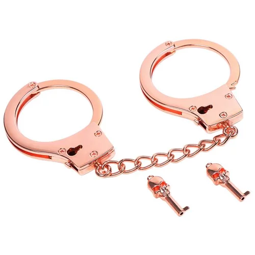 LATETOBED BDSM Line Cuffs with Skull Keys Rose Gold
