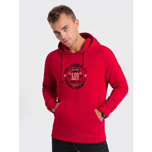 Ombre Men's printed kangaroo sweatshirt - red Slike