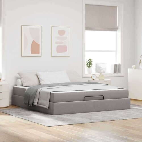 vidaXL Konstrukcija postelje s shranjevanjem Taupe 180 x 200 cm blago Cene
