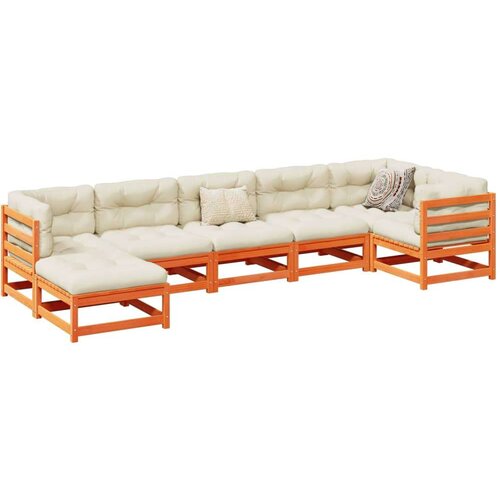  7-dijelni set vrtnih sofa s jastucima vo&amp;scaron;tano smeđi od borovine Slike