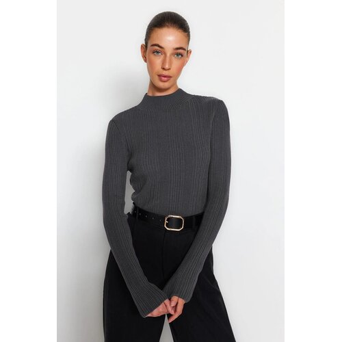 TRENDYOLMILLA ženski duks Twoaw24Kz00329, Antracit-Siva Slike