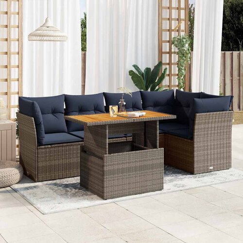 vidaXL 6-dijelni set vrtnih sofa od poliratana s jastucima sivi Cijene